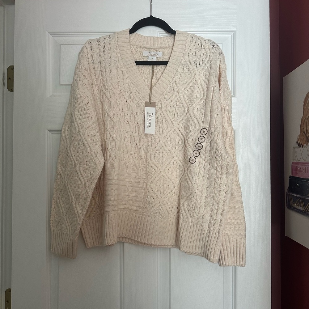 Natural Reflections Beige V-Neck Sweater